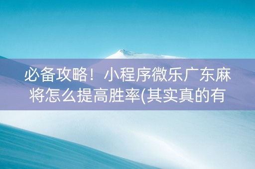必备攻略！小程序微乐广东麻将怎么提高胜率(其实真的有挂)