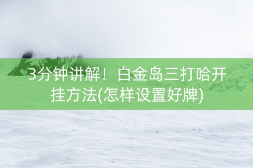 3分钟讲解！白金岛三打哈开挂方法(怎样设置好牌)