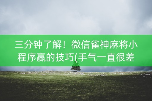 三分钟了解！微信雀神麻将小程序赢的技巧(手气一直很差)
