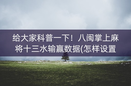 给大家科普一下！八闽掌上麻将十三水输赢数据(怎样设置才容易赢)