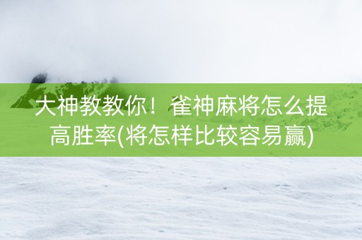 大神教教你！雀神麻将怎么提高胜率(将怎样比较容易赢)