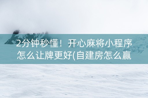 2分钟秒懂！开心麻将小程序怎么让牌更好(自建房怎么赢)