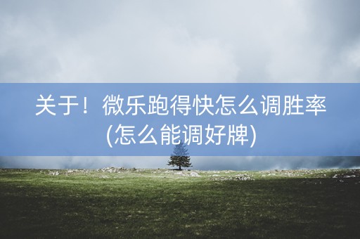 关于！微乐跑得快怎么调胜率(怎么能调好牌)