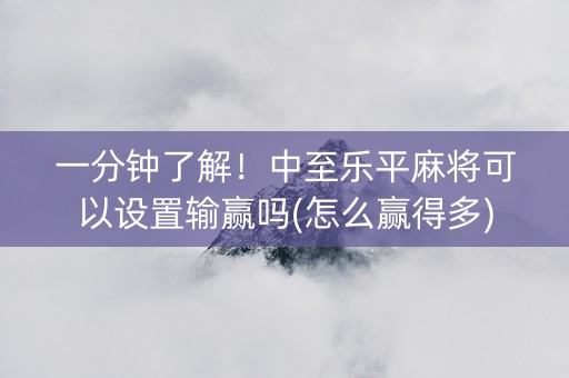 一分钟了解！中至乐平麻将可以设置输赢吗(怎么赢得多)