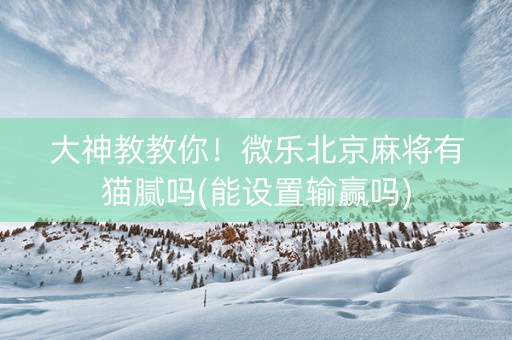 大神教教你！微乐北京麻将有猫腻吗(能设置输赢吗)