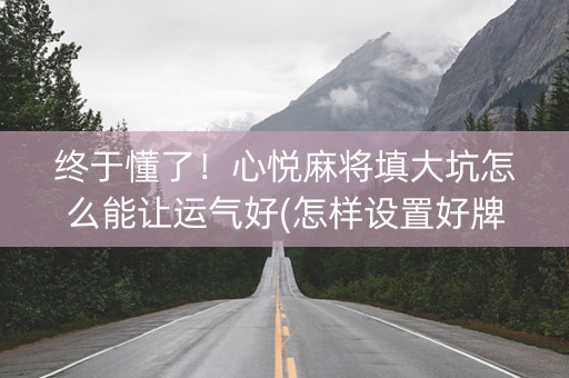 终于懂了！心悦麻将填大坑怎么能让运气好(怎样设置好牌)