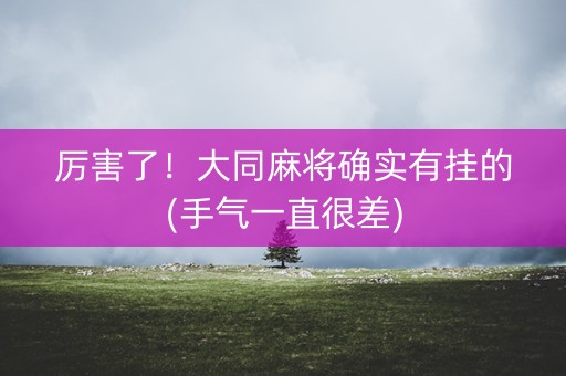 厉害了！大同麻将确实有挂的(手气一直很差)