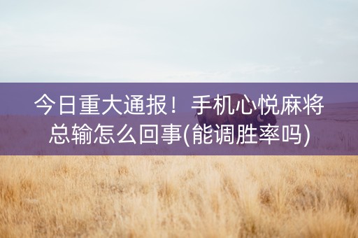 今日重大通报！手机心悦麻将总输怎么回事(能调胜率吗)