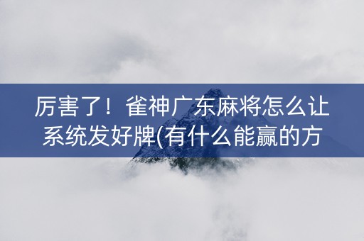 厉害了！雀神广东麻将怎么让系统发好牌(有什么能赢的方法)