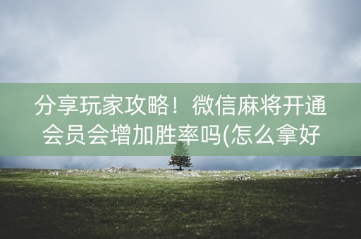 分享玩家攻略！微信麻将开通会员会增加胜率吗(怎么拿好牌)