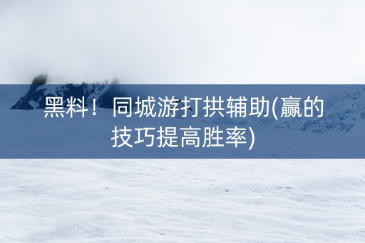 黑料！同城游打拱辅助(赢的技巧提高胜率)