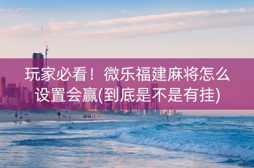 玩家必看！微乐福建麻将怎么设置会赢(到底是不是有挂)