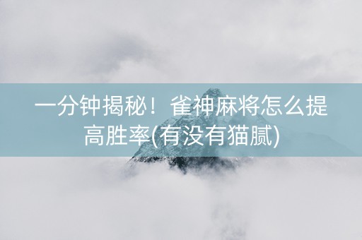 一分钟揭秘！雀神麻将怎么提高胜率(有没有猫腻)