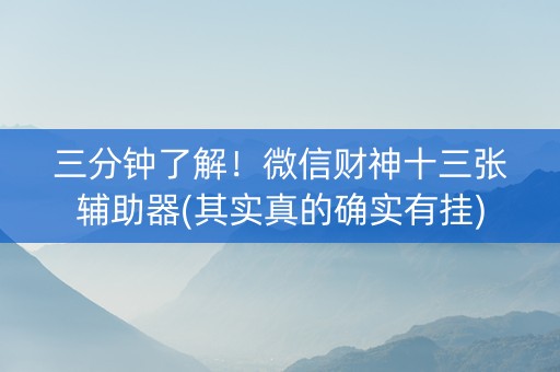 三分钟了解！微信财神十三张辅助器(其实真的确实有挂)