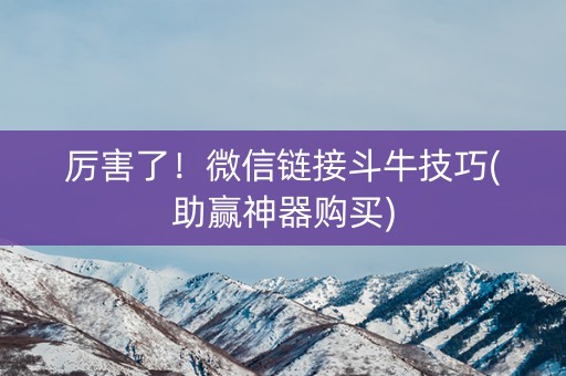 厉害了！微信链接斗牛技巧(助赢神器购买)