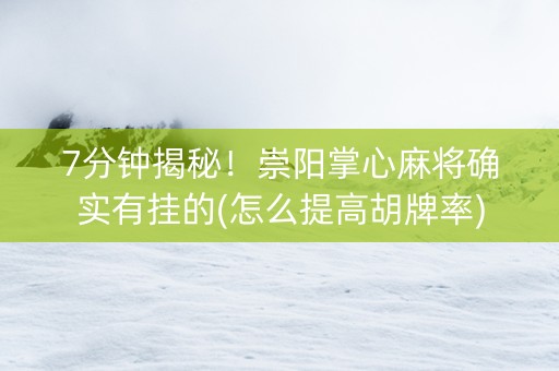 7分钟揭秘！崇阳掌心麻将确实有挂的(怎么提高胡牌率)
