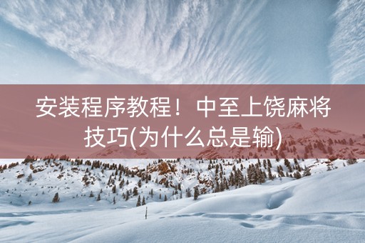 安装程序教程！中至上饶麻将技巧(为什么总是输)