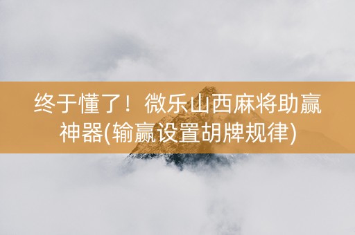 终于懂了！微乐山西麻将助赢神器(输赢设置胡牌规律)