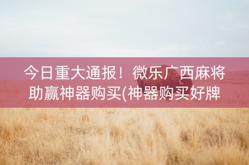 今日重大通报！微乐广西麻将助赢神器购买(神器购买好牌规律)