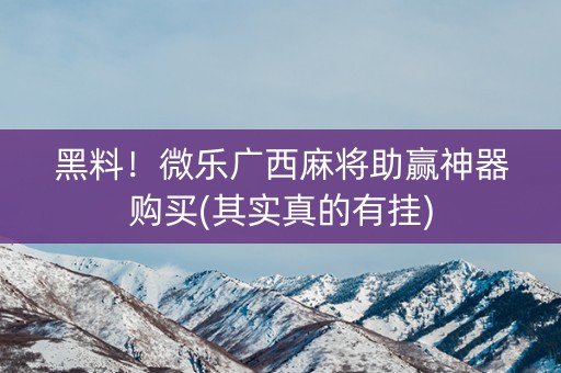 黑料！微乐广西麻将助赢神器购买(其实真的有挂)