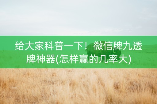 给大家科普一下！微信牌九透牌神器(怎样赢的几率大)