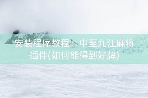 安装程序教程！中至九江麻将插件(如何能得到好牌)
