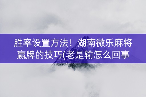 胜率设置方法！湖南微乐麻将赢牌的技巧(老是输怎么回事)