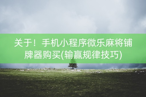 关于！手机小程序微乐麻将铺牌器购买(输赢规律技巧)