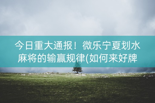 今日重大通报！微乐宁夏划水麻将的输赢规律(如何来好牌)