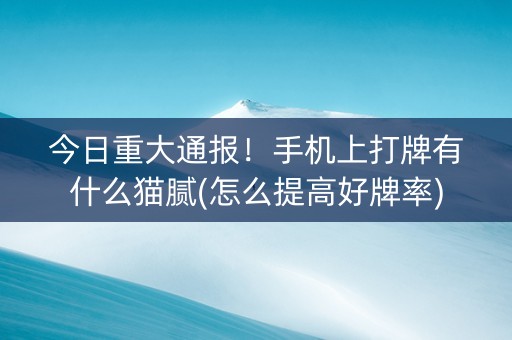 今日重大通报！手机上打牌有什么猫腻(怎么提高好牌率)