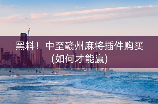 黑料！中至赣州麻将插件购买(如何才能赢)