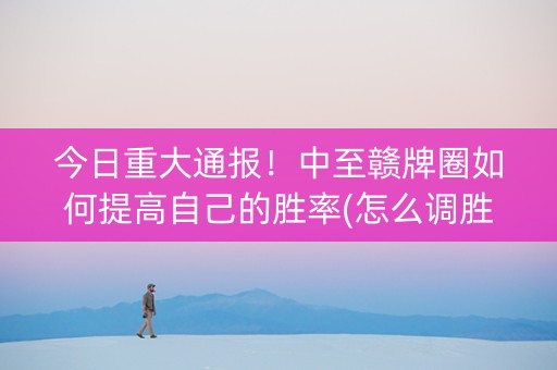 今日重大通报！中至赣牌圈如何提高自己的胜率(怎么调胜率)