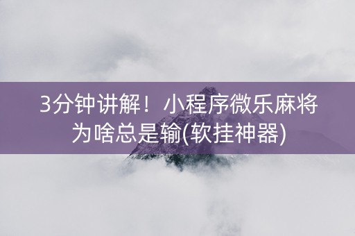 3分钟讲解！小程序微乐麻将为啥总是输(软挂神器)