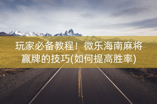玩家必备教程！微乐海南麻将赢牌的技巧(如何提高胜率)