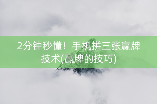 2分钟秒懂！手机拼三张赢牌技术(赢牌的技巧)