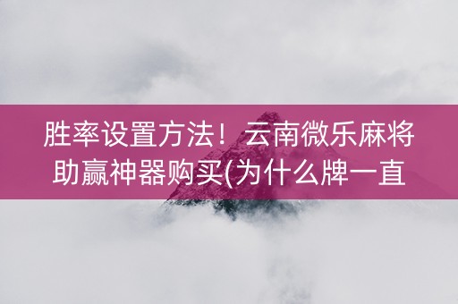 胜率设置方法！云南微乐麻将助赢神器购买(为什么牌一直很差)