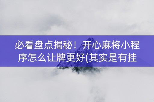 必看盘点揭秘！开心麻将小程序怎么让牌更好(其实是有挂确实有挂)
