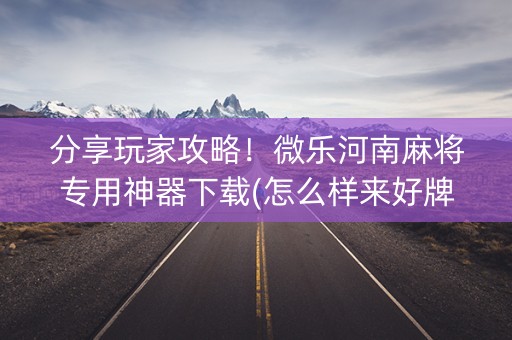 分享玩家攻略！微乐河南麻将专用神器下载(怎么样来好牌)