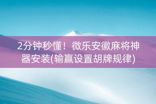 2分钟秒懂！微乐安徽麻将神器安装(输赢设置胡牌规律)