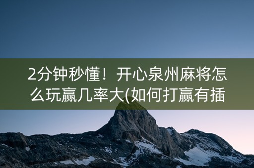 2分钟秒懂！开心泉州麻将怎么玩赢几率大(如何打赢有插件吗)