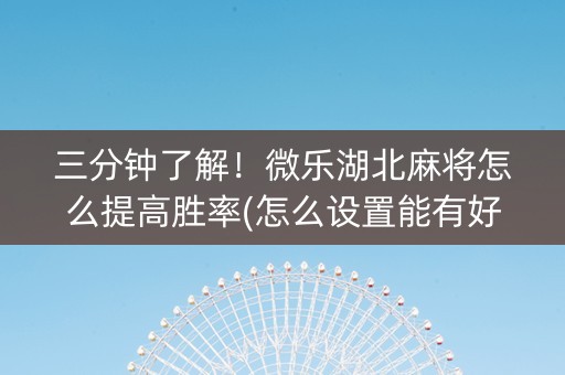 三分钟了解！微乐湖北麻将怎么提高胜率(怎么设置能有好牌)