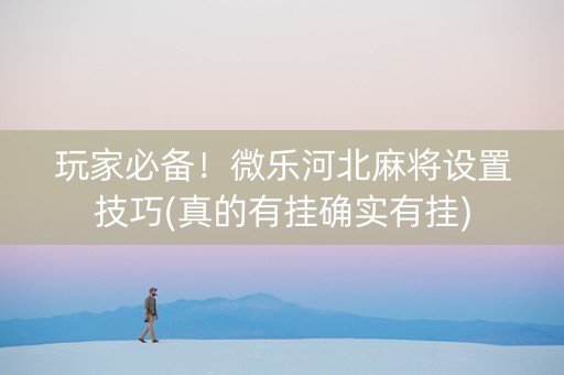 玩家必备！微乐河北麻将设置技巧(真的有挂确实有挂)