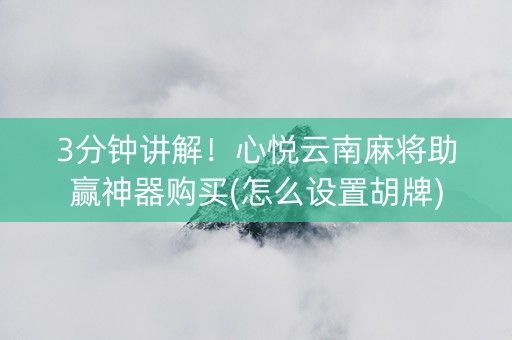 3分钟讲解！心悦云南麻将助赢神器购买(怎么设置胡牌)