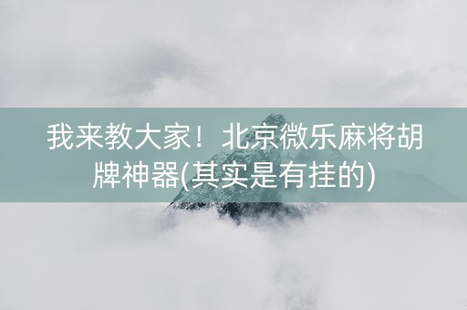 我来教大家！北京微乐麻将胡牌神器(其实是有挂的)