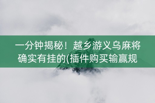 一分钟揭秘！越乡游义乌麻将确实有挂的(插件购买输赢规律)