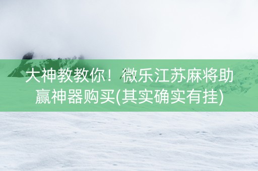 大神教教你！微乐江苏麻将助赢神器购买(其实确实有挂)