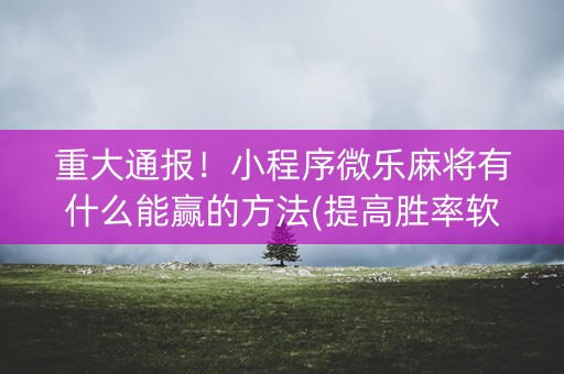 重大通报！小程序微乐麻将有什么能赢的方法(提高胜率软件)