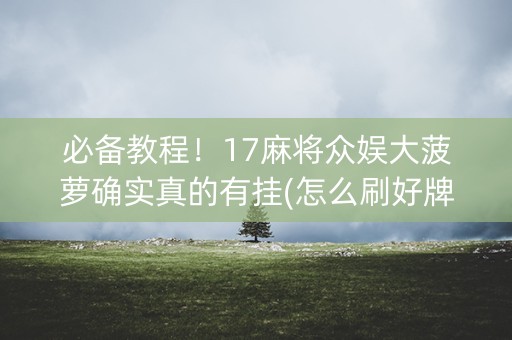 必备教程！17麻将众娱大菠萝确实真的有挂(怎么刷好牌)