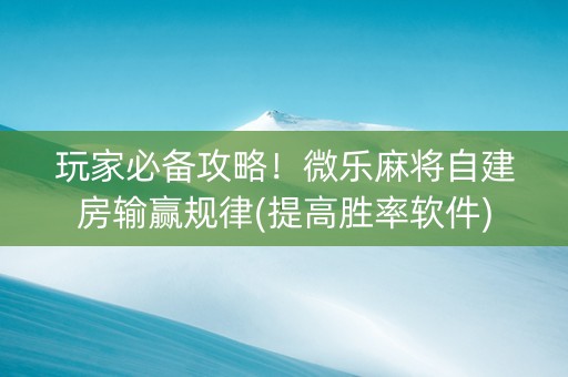 玩家必备攻略！微乐麻将自建房输赢规律(提高胜率软件)