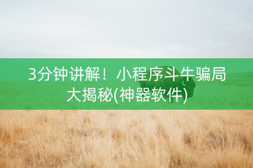 3分钟讲解！小程序斗牛骗局大揭秘(神器软件)